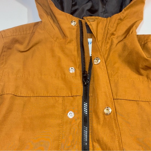 Old Navy Brown Rain Jacket Boys Small (4-6) Utility Snaps Zipper Hood Pockets - Picture 3 of 10
